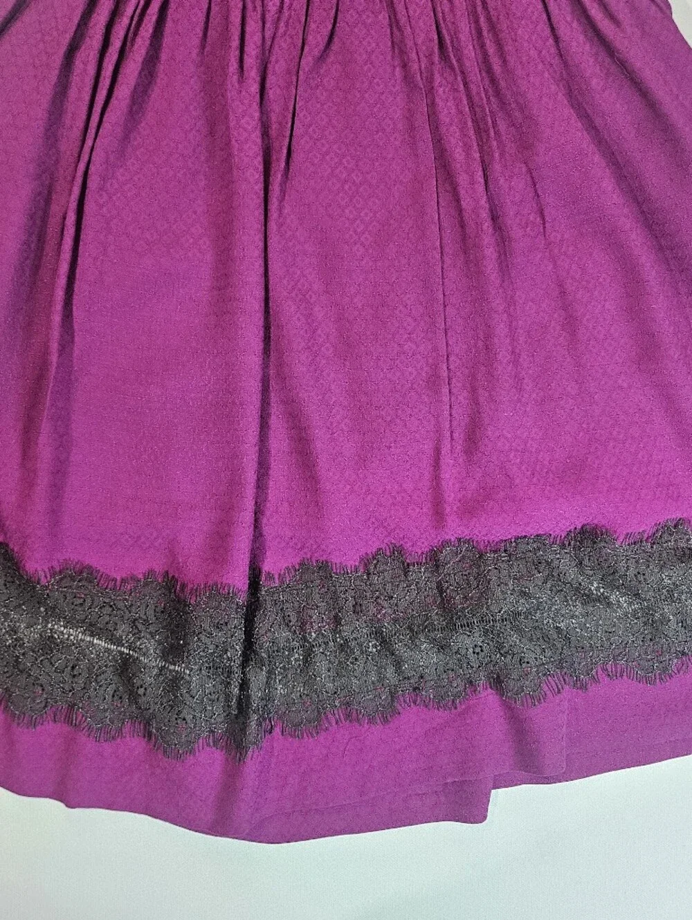 Free People Georgia Lace Mini Dress Womens 4 Purple Black Gauzy Trim Whimsigoth